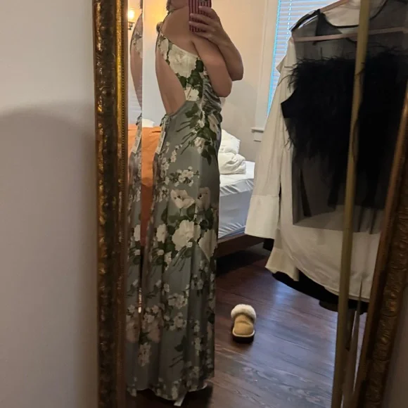 Reformation Floral Maxi Dress in Green and White - Picture 2 of 7